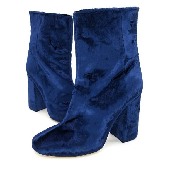 ELLERY Esmond Blue Velvet Ankle Boots Back Zip Made in Italy $1195 Women's 39/8M - Picture 3 of 10